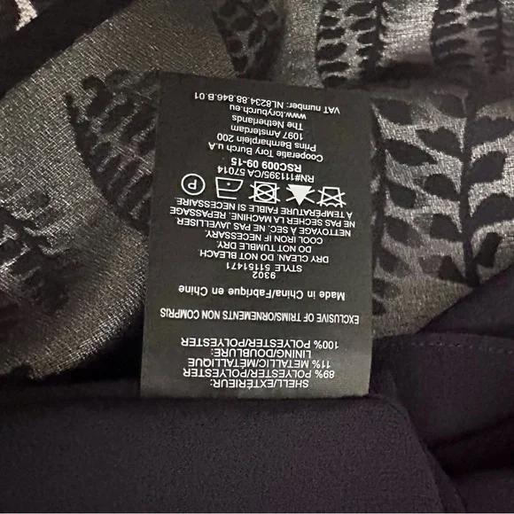 Tory Burch Strapless Navy Blue Ferns Metallic Jacquard Dress Size 10 - Picture 3 of 3